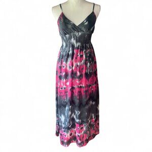 She's cool Y2K Whimsigoth chiffon babydoll sleeveless maxi dress S boho colorful